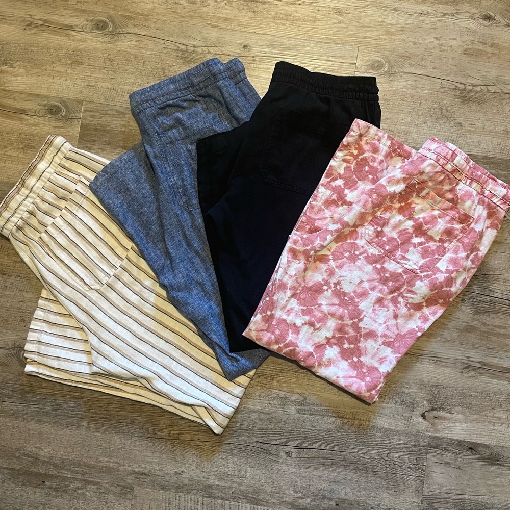 Old Navy Linen-Blend Boho Wide Leg Drawstring Pants Size Medium